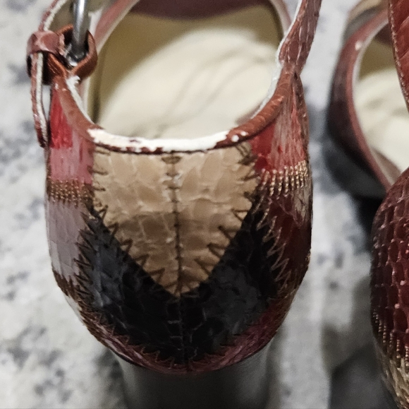 Vintage 1990s reptile patchwork chunky heels - Picture 4 of 6